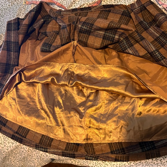 Tartan brown size fully lined 22 midi skirt - Picture 6 of 6